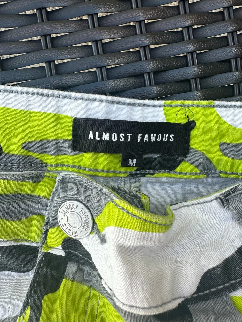 Neon Green & Gray Camo Cargo Mini Skirt